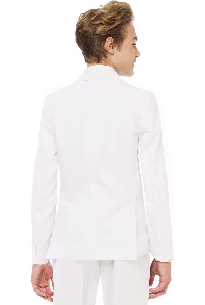 Opposuits Teen Boys White Knight Solid Color Suit - Prom and Wedding Party Outfit - Including Blazer, Pants and Tie - White - Size: 10 Years - Image 2